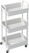 3-Tier Plastic Rolling Utility Cart with Handle, Multi-Functional Storage Trolley for Office, Living Room, Kitchen, Movable Storage Organizer with Wheels, White